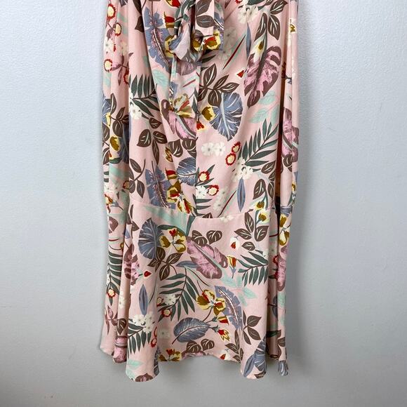 Lulus Island Sun Blush Pink Tropical‎ Print Tie-Back Midi Dress Open Back Small - Picture 8 of 9